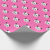 Hot Pink - Minimalistisch Panda Patroon Cadeaupapier (Hoek)