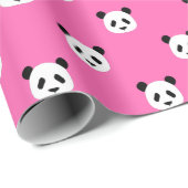Hot Pink - Minimalistisch Panda Patroon Cadeaupapier (Rol Hoek)