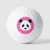 Hot Pink - Minimalistisch Panda Patroon Golfballen (Voorkant)