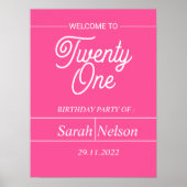 Hot Pink Modern 21e Poster van de Birthday Party (Voorkant)