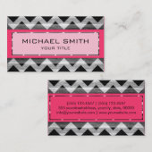 Hot Pink Modern Chevron Pattern Visitekaartje (Voorkant / Achterkant)