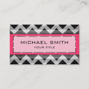 Hot Pink Modern Chevron Pattern Visitekaartje