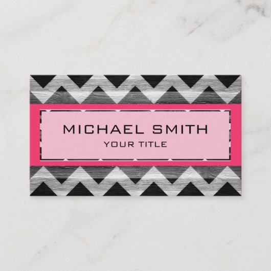 Hot Pink Modern Chevron Pattern Visitekaartje (Voorkant)