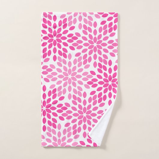 Hot Pink Modern Floral Patroon Bad Handdoek (Handdoek)