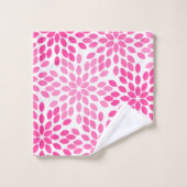 Hot Pink Modern Floral Patroon Bad Handdoek (Wasdoekje)