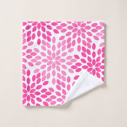 Hot Pink Modern Floral Patroon Bad Handdoek (Wasdoekje)