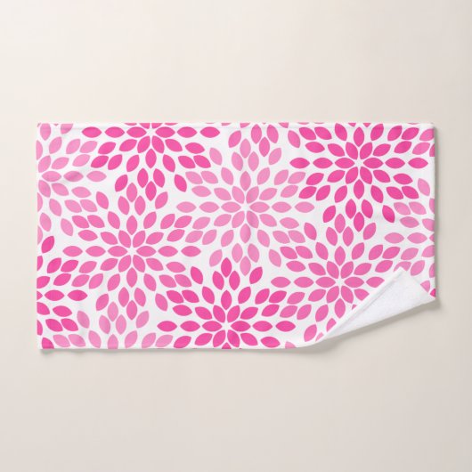 Hot Pink Modern Floral Patroon Bad Handdoek (Handdoek)