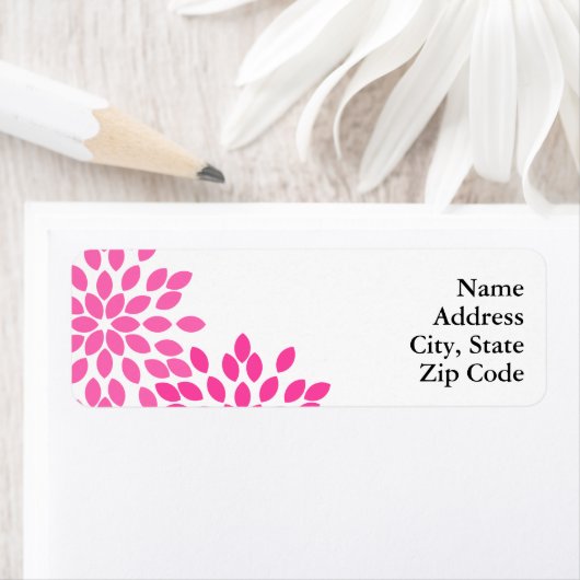 Hot Pink Modern Floral Patroon Etiket (Insitu)