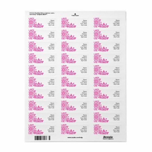 Hot Pink Modern Floral Patroon Etiket (Full Sheet)