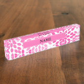 Hot Pink Modern Floral Patroon Naambordje (Zijkant)
