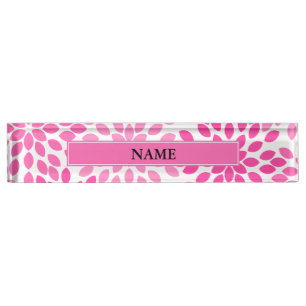 Hot Pink Modern Floral Patroon Naambordje