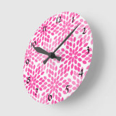 Hot Pink Modern Floral Patroon Ronde Klok (Hoek)