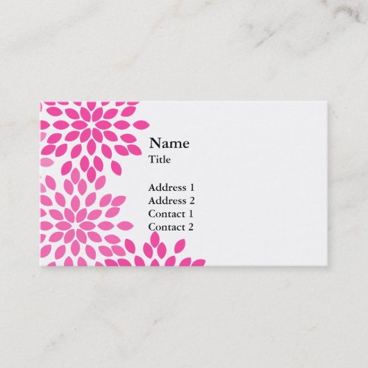 Hot Pink Modern Floral Patroon Visitekaartje (Voorkant)