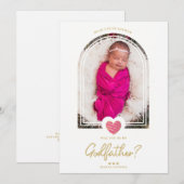 Hot Pink Modern Heart Golden Fake Effect Godfather (Voorkant / Achterkant)