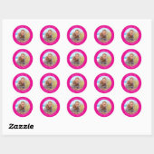 Hot Pink Modern Minimalist Thank You Photo Ronde Sticker (Vel)