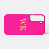 Hot Pink Modern Monogram Initials Samsung Galaxy Hoesje (Achterkant horizontaal)