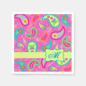 Hot Pink Modern Paisley Monogram Servetten (Voorkant)