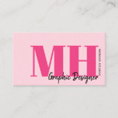 Hot Pink Modern QR-code monogram Visitekaartje (Voorkant)