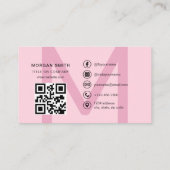 Hot Pink Modern QR Code Script Girly Monogram Naam Visitekaartje (Achterkant)