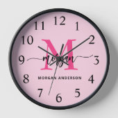 Hot Pink Modern Script Girly Monogram Naam (Voorkant)