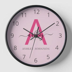 Hot Pink Modern Script Girly Monogram Naam