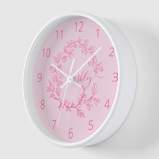 Hot Pink Modern Script Girly Monogram Naam (Hoek)