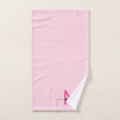 Hot Pink Modern Script Girly Monogram Naam Bad Handdoek (Handdoek)