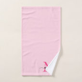 Hot Pink Modern Script Girly Monogram Naam Bad Handdoek (Handdoek)