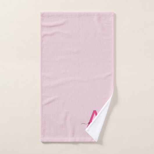 Hot Pink Modern Script Girly Monogram Naam Bad Handdoek (Handdoek)