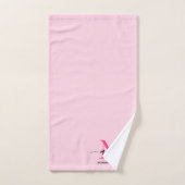 Hot Pink Modern Script Girly Monogram Naam Bad Handdoek (Handdoek)