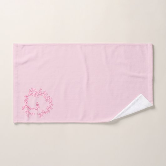Hot Pink Modern Script Girly Monogram Naam Bad Handdoek (Handdoek)