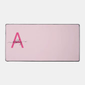 Hot Pink Modern Script Girly Monogram Naam Bureaumat (Voorkant)