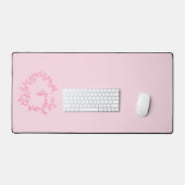 Hot Pink Modern Script Girly Monogram Naam Bureaumat (Keyboard & Muis)