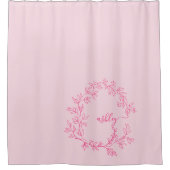 Hot Pink Modern Script Girly Monogram Naam Douchegordijn (Voorkant)