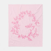 Hot Pink Modern Script Girly Monogram Naam Fleece Deken (Voorkant)
