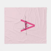 Hot Pink Modern Script Girly Monogram Naam Fleece Deken (Voorkant (Horizontaal))