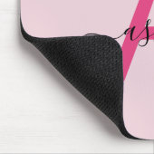 Hot Pink Modern Script Girly Monogram Naam Muismat (Hoek)