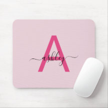 Hot Pink Modern Script Girly Monogram Naam