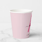 Hot Pink Modern Script Girly Monogram Naam Papieren Bekers (Rechts)