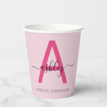Hot Pink Modern Script Girly Monogram Naam