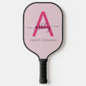 Hot Pink Modern Script Girly Monogram Naam Pickleball Paddle (Voorkant)