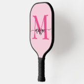Hot Pink Modern Script Girly Monogram Naam Pickleball Paddle (Links)