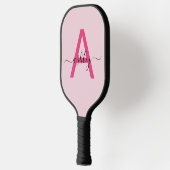 Hot Pink Modern Script Girly Monogram Naam Pickleball Paddle (Links)