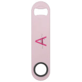 Hot Pink Modern Script Girly Monogram Naam Speed Flessenopener (Voorkant)