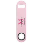 Hot Pink Modern Script Girly Monogram Naam Speed Flessenopener (Voorkant)