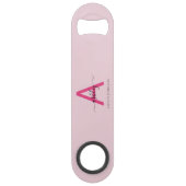 Hot Pink Modern Script Girly Monogram Naam Speed Flessenopener (Voorkant)