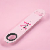 Hot Pink Modern Script Girly Monogram Naam Speed Flessenopener