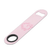 Hot Pink Modern Script Girly Monogram Naam Speed Flessenopener (Voorkant Gekanteld)