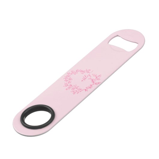 Hot Pink Modern Script Girly Monogram Naam Speed Flessenopener (Voorkant Gekanteld)