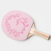 Hot Pink Modern Script Girly Monogram Naam Tafeltennisbatje (Zijkant)